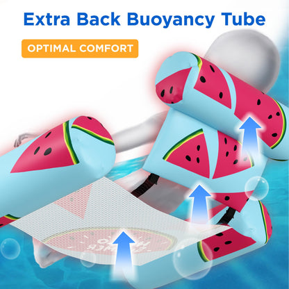 Funscape Pool Floats Chairs Adult, 2 Packs Heavy Duty Inflatable Swimming Pool Lounges, Fabric Floating Hammock Seat, Kid Blow Pool Noodle, Lake Raft Floaties, Fun Summer Beach Water Party Game—Fruits