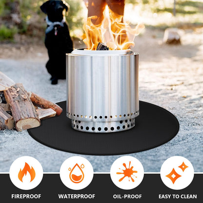 Huchiz 36'' Fire Pit Mat for Solo Stove Bonfire, Double-Sided Fireproof Under Grill Mat Deck Patio Protector Pad, Round BBQ Mat for Solo Stove Accessories, Easy to Clean, Reusable