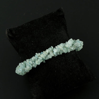 CRYSTALIS Natural Aquamarine Beads Braided Rope Bracelet, Chips Nuggets Beaded Gemstones, Chakra Healing Stones, Gift Giving Womens Jewelry, 925 Sterling Silver Bracelet 8 inch