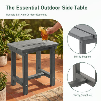 Furnimart Adirondack 16.5" Square Outdoor Side Table, Extra-Thick HDPE Composite Weather-Resistant Small Patio Table, Gray Outdoor End Table for Garden Balcony Yard Deck Poolside(Gray)