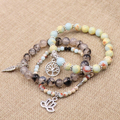 UEUC Tree of Life Yoga Healing Stone Bracelets,Multilayer Lotus Chakra Stone Reiki Bracelet Sets,Anxiety Crystal Natural Stone,for Women Stress Relief
