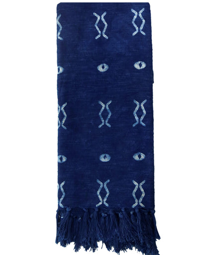 Trade Star 100% Cotton Throw Blanket Indigo Throw Blanket Handloomed Cotton Throw Mudcloth Designer with Tassels Handmade Premium Quality (50X70 INCHES Indigo Zen)