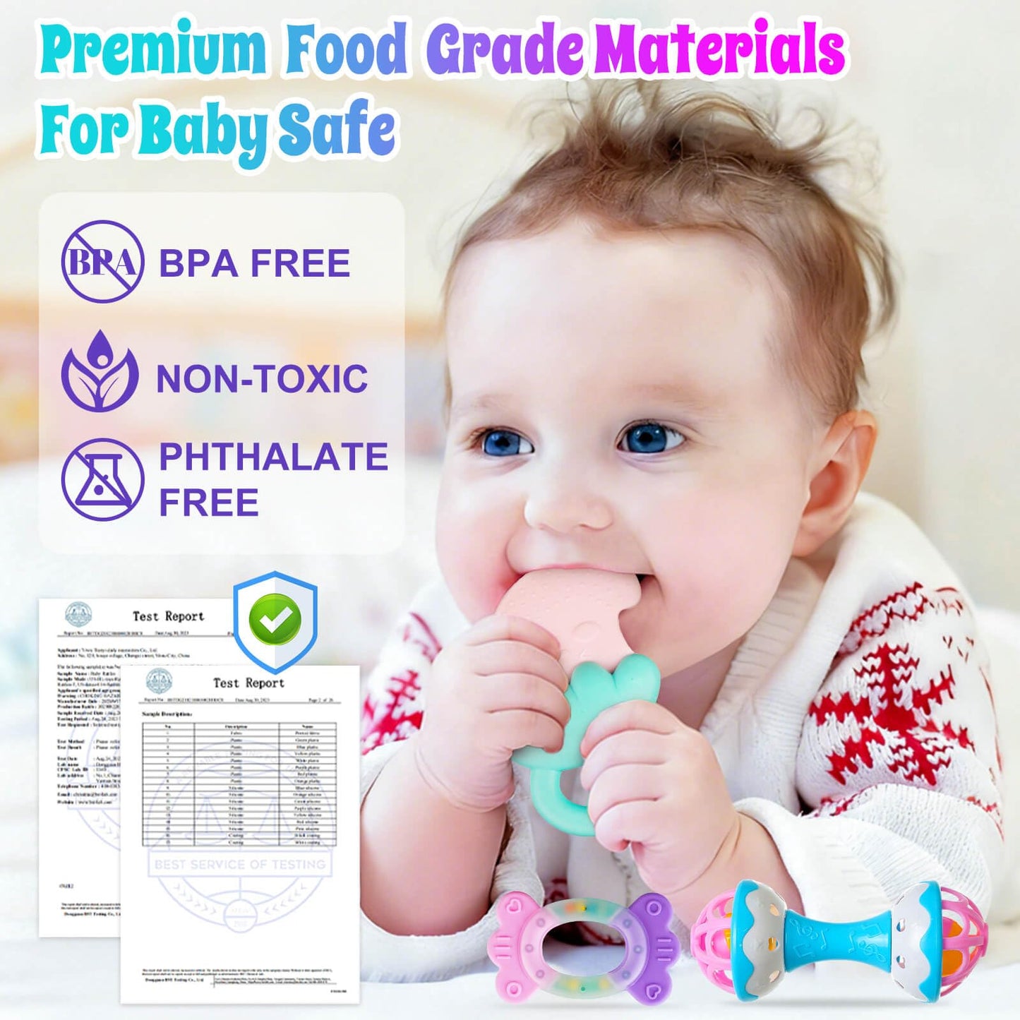 Baby Toys 0-6 Months - Baby Rattles Teething Toys 3-6 Month Infant Toys 6-12 Months Teether Toy 3 4 5 6 Month Old Newborn Essentials Must Haves Wrist Socks Toddler Stocking Stuffers Christmas Gifts