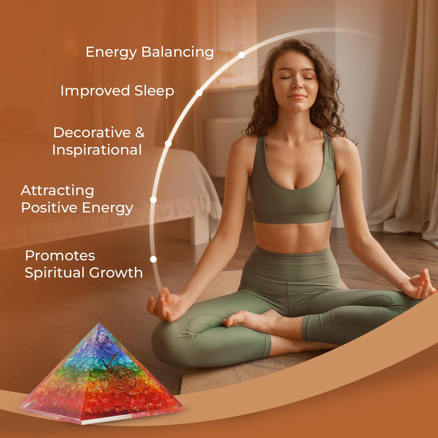 Orgone Pyramid of Success – 7 Chakra Orgonite Pyramid for Healing, Meditation, Stress Relief, Positive Energy & Chakra Balancing