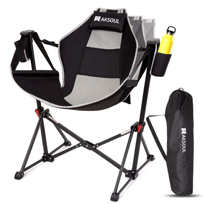 AKSOUL Hammock Camping Chair Swinging: Foldable & Portable Swing Chairs with Storage Bag - 265lbs Adult Weight Capacity - Folding Rocking for Lawn Camp Stargazer Outdoor