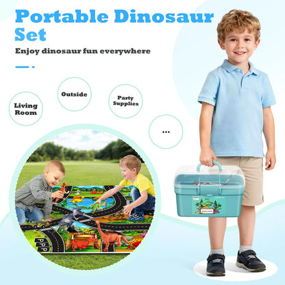 Kiddiworld Dinosaur Toys for 3 4 5 Year Old Boys Gifts, 25 Pieces Dinosaurs Toys for Kids 3-5-7, Dino Figures Activity Play Mat Christmas Birthday Gifts for Girls Toddler Toy Age 2-4