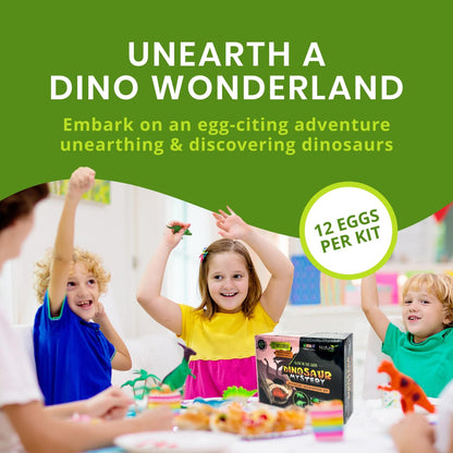 Nature Gear Dino Dig Kit for Kids, Dinosaur Eggs Digging Kit, Educational Egg Excavation Kit with 12 Glow in The Dark Mystery Dinosaurs, Interactive Archaeology Fossil Toy for Kids Age 3-5 and Up