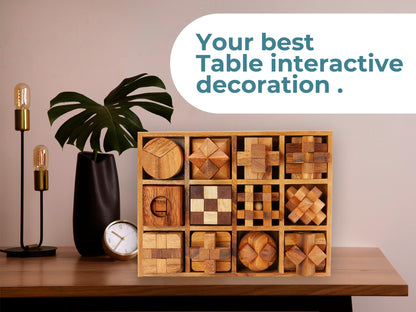BSIRI Wooden Puzzle Box Set (12 Games) - Challenging Brain Teasers and 3D Puzzles for Adults, Interlocking Games Ideal for Patio Decor and Unique Gift for Chistmas