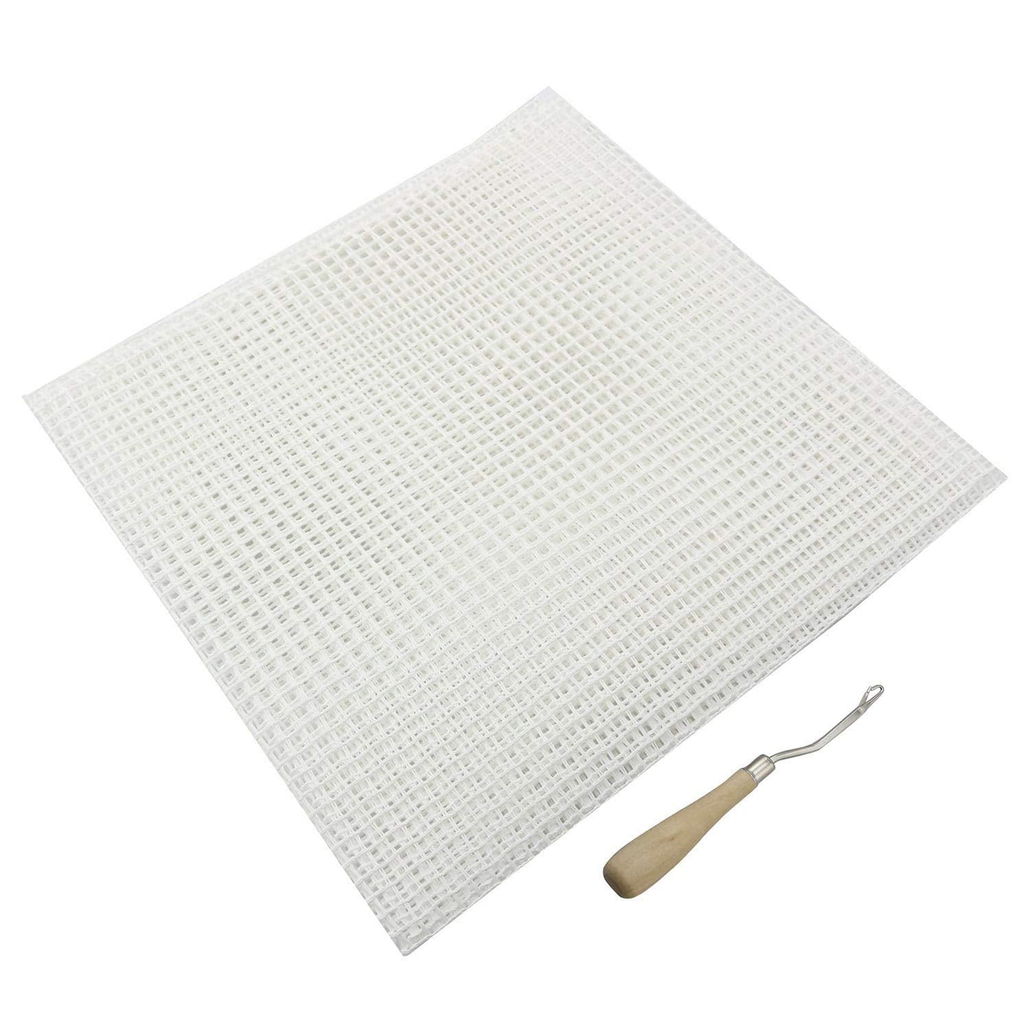 NX Garden 50x100cm Blank Rug Hooking Mesh and Bent Latch Crochet Hook with Wood Handle DIY Kit Tool for Tapestry Carpet Rug Making Embroidery Crafts Decor