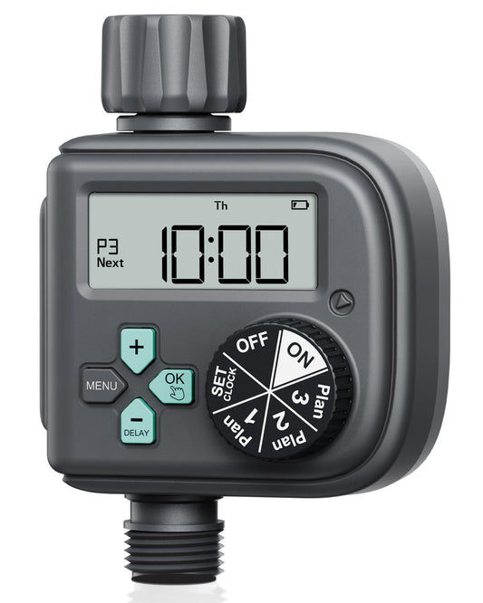 RAINPOINT Sprinkler Timer with 3 Independent Programs, Hose Timer with Rain Delay/Manual/Automatic Irrigation System, Watering Timer for Garden, Lawn, Yard