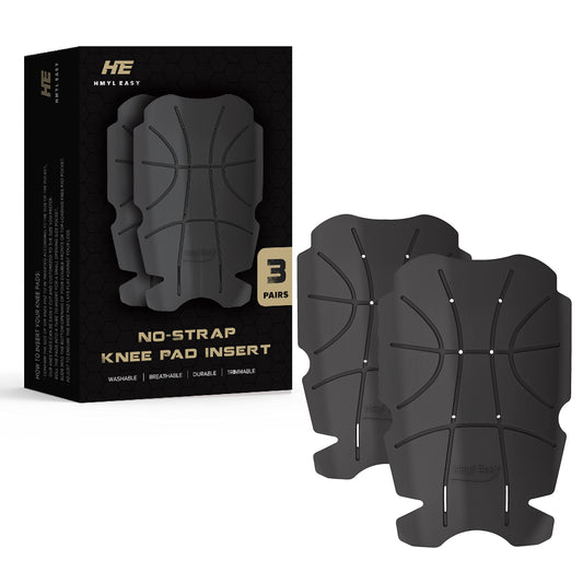 Hmyl Easy Knee Pad Insert for Work Pants/Bibs, Uniforms, and Tactical Pants, Breathable Knee Pad Inserts for Construction, Flooring, Gardening,and Garage, 11.5''×7.9''×0.45'', BLACK, 3 Pairs