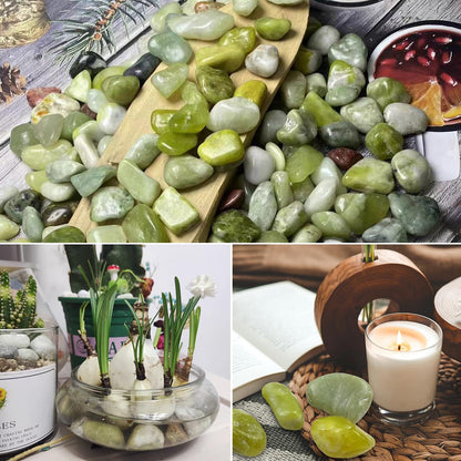 YISZM 5lbs Jade Pebbles for Indoor Plants, 2-3 Inch Natural River Rocks, High Polished Decorative Stones Vase Filler Fish Tank Aquariums Landscaping Garden Outdoor and Indoor DIY