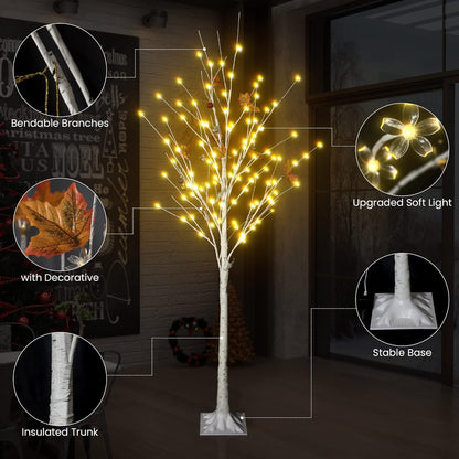Lamerge Lighted Tree Set of 3,Christmas Tree 4Ft,5Ft and 6Ft with LED Lights, Halloween Decoration,Suit for Festival/Party,Wedding,Birthday,Indoor and Outdoor Use,Warm White (LBT3-WW)