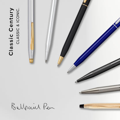Cross Classic Century Lustrous Chrome Ballpoint Pen - Refillable Pen for Effortless Writing - Black Ink - Durable Construction - Premier Distinctive Look - Gift-Ready