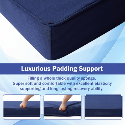 IASEAHK Patio Chair Cushions, 19" x 19" x 3" Outdoor Chair Cushions Set of 4, Waterproof Outdoor Cushions for Patio Furniture, Outdoors Seat Cushions Set of 4 with Handle and Ties, Navy Blue