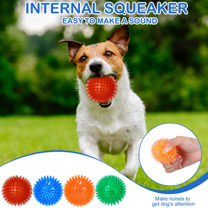 Hanaive 36 Pcs Squeaky Balls for Dogs Squeaky Dog Toys Bulk 2.5 Inch Spiky Pet Chew Balls Interactive Fetch Toys for Puppy Cleans Teeth and Training