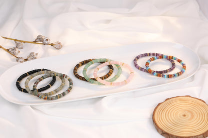 Top Plaza Rose Quartz Crystal Bracelets for Women Natural Semi-Precious Gemstone Beaded Stretch Bracelet Spiritual Jewelry Gifts for Mom
