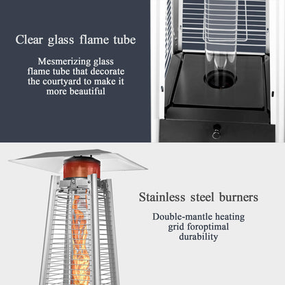 Pamapic Patio Heater, 42,000 BTU Pyramid Flame Outdoor Heater, Quartz Glass Tube Propane Patio Heater