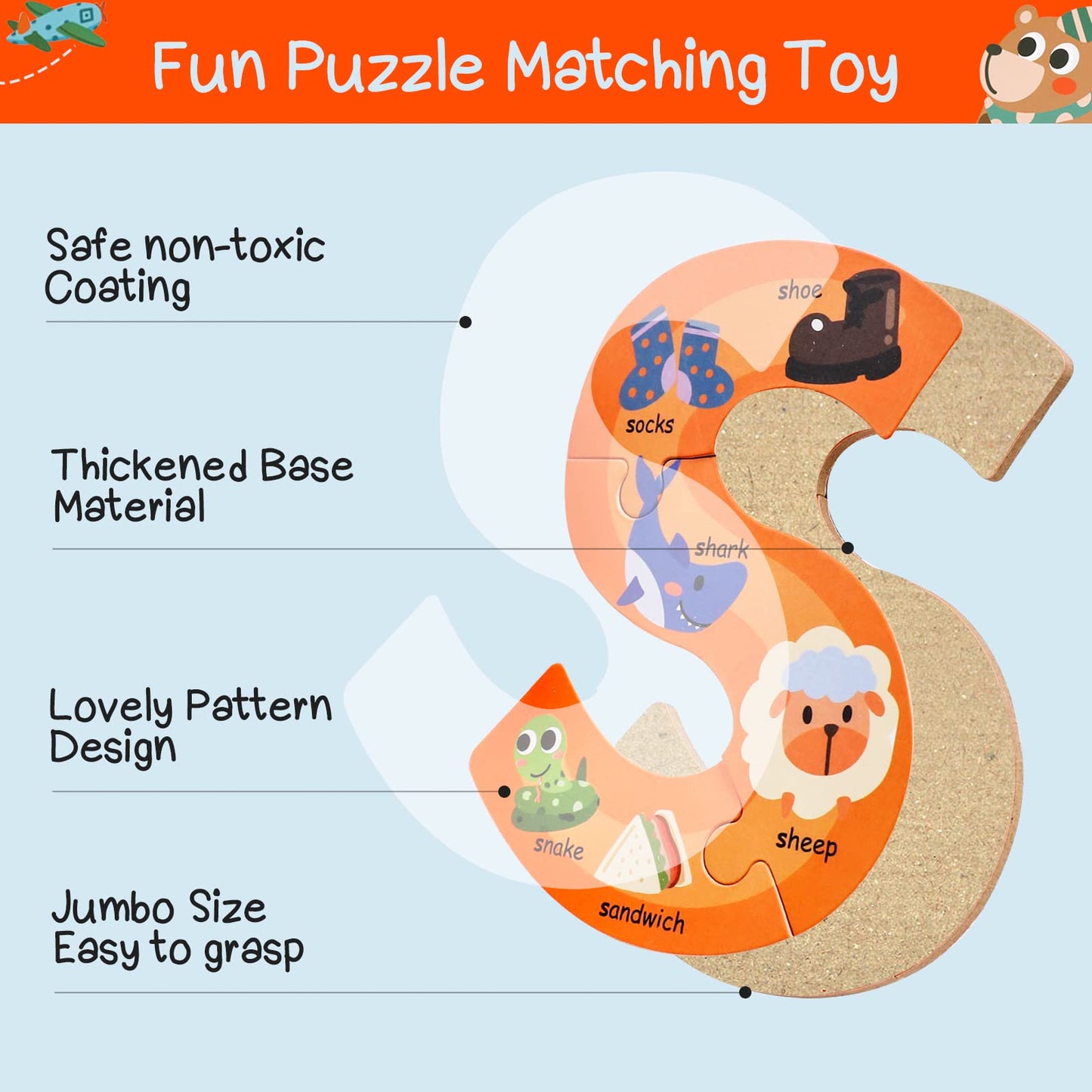 NAODONGLI Wooden Alphabet Puzzles for Toddlers Ages 3+,Montessori Preschool Learning ABC Sight Words Letter Puzzle for Toddlers,Learning Toys Easter Birthday Gift for Kindergarten Boys Girls