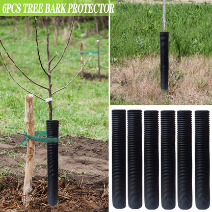 DredQcco Corrugated Tree Guards, 6Pcs Tree Trunk Protectors Guard Tube Wraps to Protect Bark 15.7-Inch Long, 2-Inch Diameter, Tree Saplings Plants Protectors from, Mowers,Trimmers… (Black)