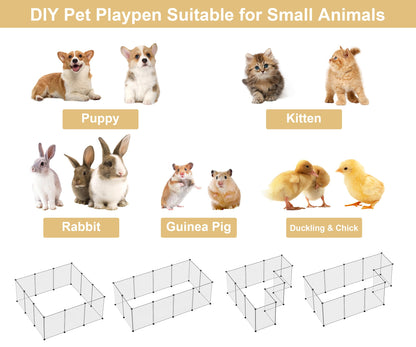 Pet Playpen,Puppy Playpen Transparent Small Animals Playpen, Pet Fence Yard Fence for Puppy,Bunny,Guinea Pigs,Ferrets,Mice,Hamsters,Hedgehogs,Turtles