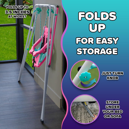 Sportspower FNS-003 My 1st Toddler Swing: Heavy-Duty Baby Indoor/Outdoor Swing Set with Safety Harness, Capacity - up to 50 lbs, Pink/Pale Green