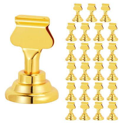 ERYTLLY 24 PK Place Card Holders 1.7 inches Table Card Holder Steel Card Holders for Weddings,Birthdays,Photos, Memo Notes, Restaurants (Gold 24PK)