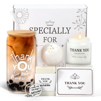 Benjika Appreciation Gifts for Women, Colleagues & Neighbors - Glass Cups, Employee & Coworker Thank You Gifts - 'Being Awesome' Gift Set