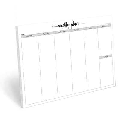321Done Weekly Planning Notepad - 50 Sheets (8.5" x 11") - Landscape Days of Week Blank Horizontal Desk Planning Pad, Large Letter-Size - Made in USA - Simple Script