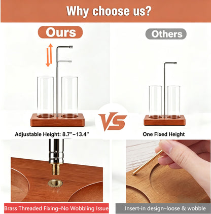 2 in 1 Incense Holder Modern Design– Adjustable Height (8.7"-13.4") with Secure Connection and, Vertical Incense Burner for Sticks & Cones, Glass Ash Catcher for Yoga Meditation Home Office Decor