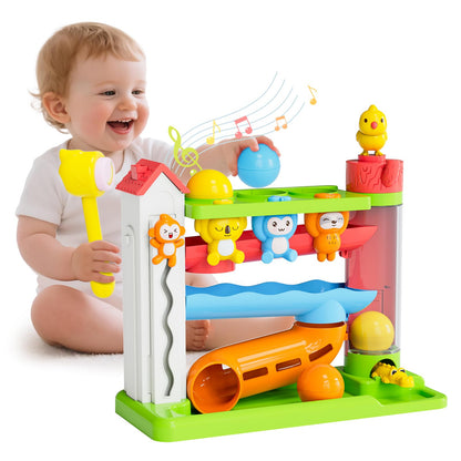 Ussybaby Toddler Musical Toys for 1+ Years Old Boy,Motor Skills Developmental Baby Toy 12-18 Months,Bilingual Toddler Learning Ball Drop Toy， Birthday Gift Toys for 1 2 Year Old Boys & Girls(Green)