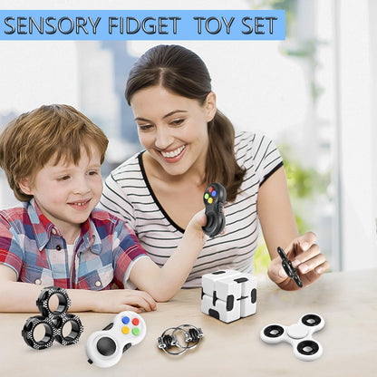 Dr.Kbder Fidget Toys Adults Set, Easter Basket Stuffers Gift for Kids Teen Cool Gadget Sensory Pack with Figette Spinner Cube ADHD Anxiety Relief Stress Magnetic Ring Office Desk Manget Toy for Boys…