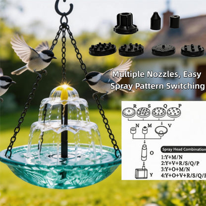 2026 New Solar Cascade Hanging Bird Bath Fountain – Outdoor Bowl Bird Bath with Solar Pump, Large Hanging Fountain for Hummingbirds, Gardens, Patio & Backyard (Blue)