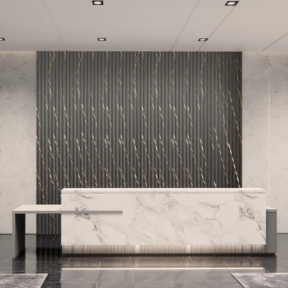 Art3d 8-Pack WPC Slat Panel for Interior Decor, Decorative Fluted Accent Wall Covering for Living Room Bedroom TV Background Office, 96 x 6 Inch - Granite
