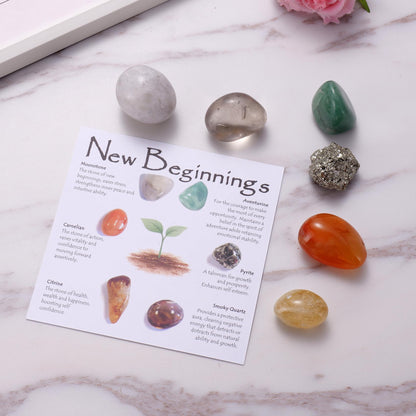 New Beginnings Crystal Set for Women, 6 Natural Healing Crystals for Fresh Start and New Chapter, Spiritual Encouragement Stones for Graduation Divorce New Job Moving Away Gift
