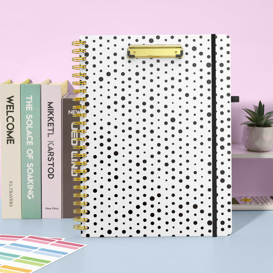 Sooez Clipboard with Refillable Notepad, Clipboard Folder with 10 Storage Pockets for Letter Size, Spiral Clipboard Notebook, Cute Portfolio for School Office Nursing