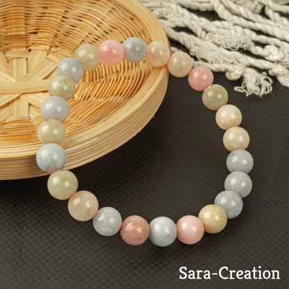 sara creation Aquamarine Stone Bead Bracelet - Adjustable Natural Gemstone Bracelets - Healing For Girl Women Men