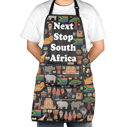 JXGZSO South Africa Symbols Gift Next Stop South Africa Apron With Pockets South Africa Trip Gift Chef Cooking Apron