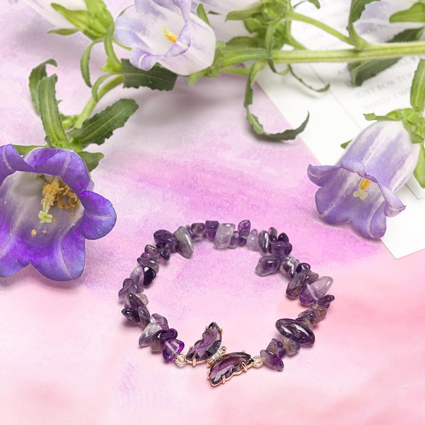 Artlunar Butterfly Bracelets Healing Bracelet Charm Jewelry Gift with Beaded Bracelets Purple Bracelet for Women (Purple)