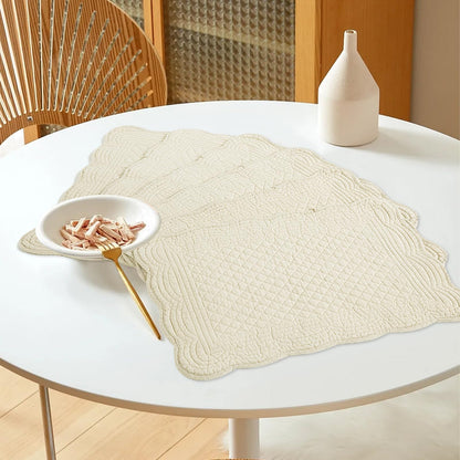 HOMBYS Quilted Placemats Set of 6 Washable-13x18 inches Rectangular Placemats for Kitchen Table-100% Cotton Fabric Rectangular Table Mats, (Flax)