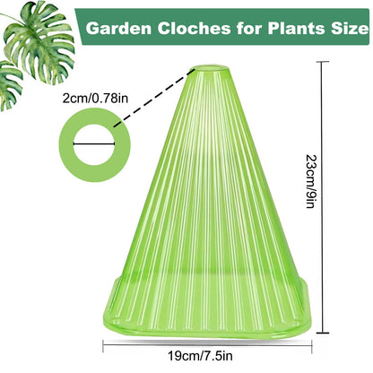 Fshow Garden Cloches,20 Pack Reusable Plant Bell Cover,Bell Jar Cloches for Protection Against Sun, Frost, Snails Etc. (Green)