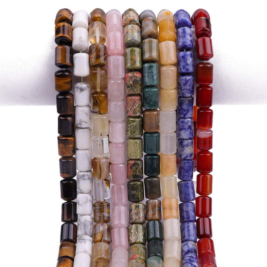 BEADIA Natural Indian Agate Cylinder Stone Loose Semi Gemstone Beads for Jewelry Making 10mmx14mm 38cm