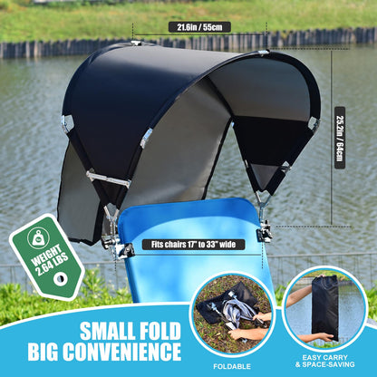 Universal Wind-Resistant Chair Umbrella Canopy, Foldable Portable UPF 50+ Sun Shade Attachment with Adjustable Clamp, Fits Most Beach, Outdoor, Camping, Lawn, Zero Gravity Chairs, Wheelchairs, 2 Pack