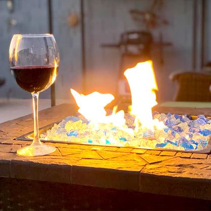 Skyflame 10-Pound Crushed Fire Glass for Fire Pit/Fireplace/Vase Fillers/Garden Landscapes/Resin Art, Sea Blue