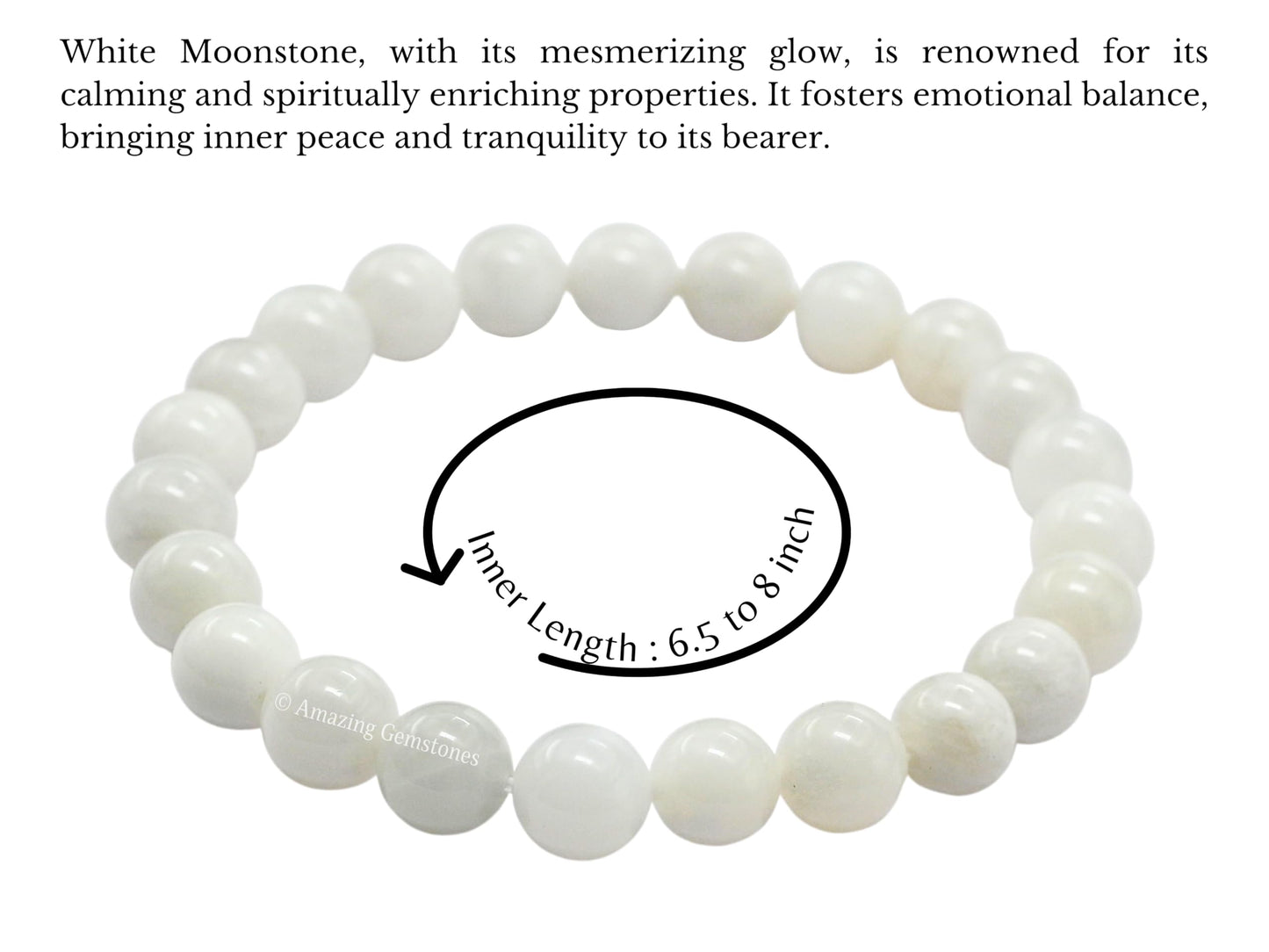 Amazing Gemstone Crystal Bracelet for Women Men's Gifts - Protection Healing Crystal Bracelet - 8mm Gemstone Beaded Stretchable Bracelet Pulseras Para Hombres Mujer Stocking Stuffers Mothers Day Gift (White Moonstone)