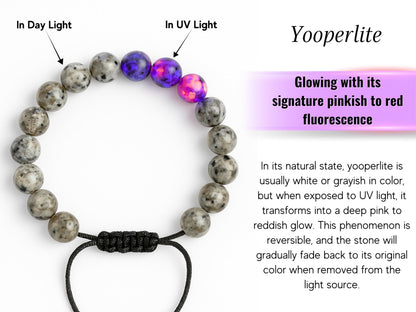 Amazing Gemstone Yooperlite Bracelet for Women Men's Gifts - Protection Healing Crystal Bracelet - 8mm Gemstone Beaded Adjustable Bracelet Pulseras Para Hombres Mujer Stocking Stuffers