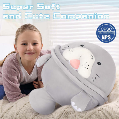 MorisMos Manatee Stuffed Animal Plush with Babies – Large Sea Cow Toys,Soft Stuffed Manatee Hugging Pillow for Kids Adults,Marine Animal Gift & Ocean Plush for Home Decor,CPC Certified