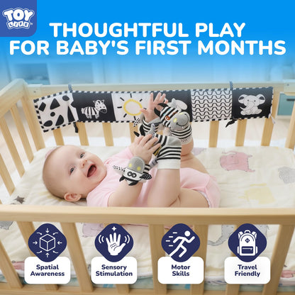 TOY Life High Contrast Baby Toys 0-6 Months - Black & White Newborn Tummy Time Sensory Toys Set with Soft Montessori Visual Stimulation Infant Book, Boy Girl Shower Gift, Easter Basket Stuffers