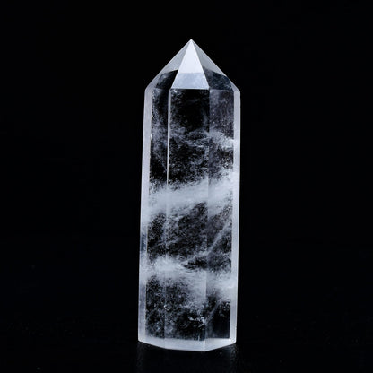 WUYOUSHI Large Clear Quartz Healing Crystal Towers 5.9" -6.1" Natural Crystal Wand 6 Faceted Chakra Crystal Point Reiki Meditation Therapy Home Decoration Gift (1-1.2lb)
