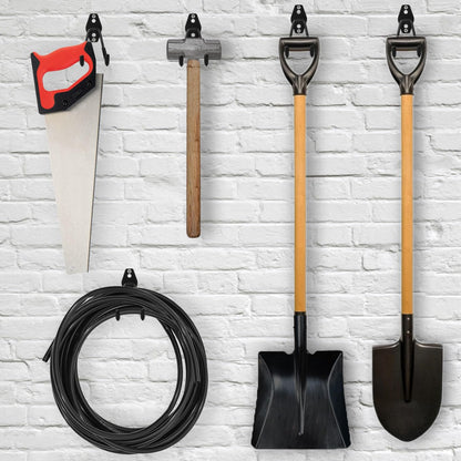 Suprom 6 Pack Garage Hooks Heavy Duty - Supports 100 lbs, Utility Steel Garage Hanger & Organizer for Organizing Garden Lawn Tools, Ladders, Garden Hose, Digging Shovel, Bikes, Ropes